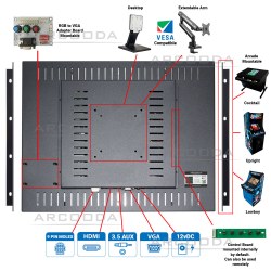 20.1" LG 4:3 LED Backlight Arcade VESA Monitor - Back OverView 