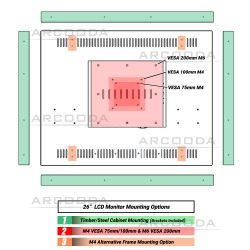 26 inch 4:3 Ratio Arcade LCD Monitor - Mounting Options