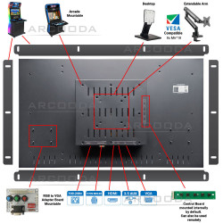 32 inch Arcooda LCD Arcade VESA Monitor - Back OverView