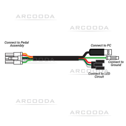 Pedal Assembly Cable with Switch LED and USB Plug 200cm - Connection Options