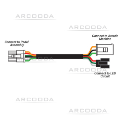 Pedal Assembly Cable with Switch and LED Plug 200cm - Connection Options